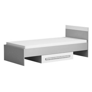 postel 90x200 cm, barva antracit/bílá/šedá (DS-12)