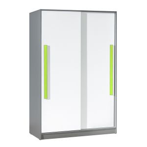 šatní skříň s posuv. dveřmi, barva antracit/bílá/zelená (DS-13)