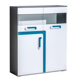komoda s barem, barva antracit/tyrkys (DP-16)