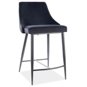 barová čalouněná židle, barva černá/černá mat