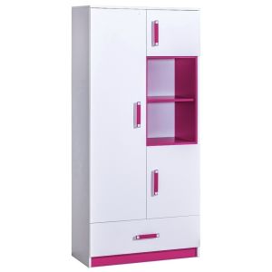 kombinovaná skříň, barva bílá/růžová (DU-03)