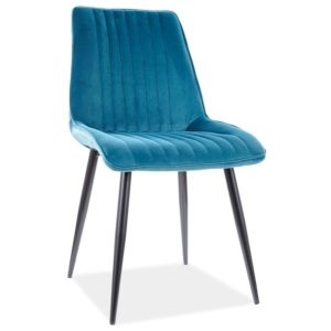 jídelní čalouněná židle, barva tyrkysově modrá/černá mat