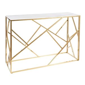 konzolový stolek C, barva zlatý kov/ bílý mramor