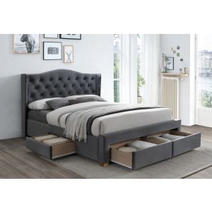 postel s úložným prostorem 160x200 cm, barva šedá velvet