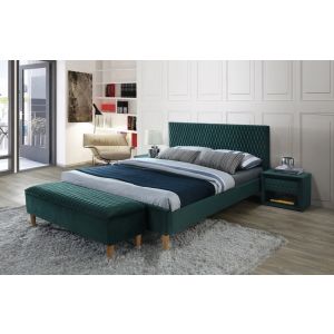 čalouněná postel 160x200, barva zelená/dub