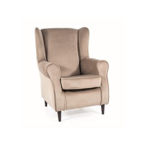 čalouněné křeslo, látka velvet tmavě béžová/wenge