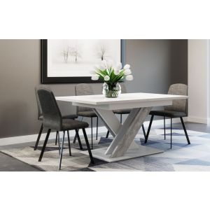 jídelní rozkládací stůl, barva bílý mat/beton