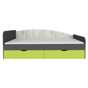 postel 90x200, barva dub kraft bílý/šedý grafit/limeta
