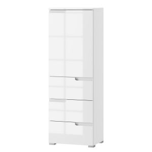 skříň 1-dveřová se zásuvkami, barva bílá lesk (ZS-11)