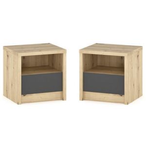 noční stolek 2 ks, barva dub artisan/šedý