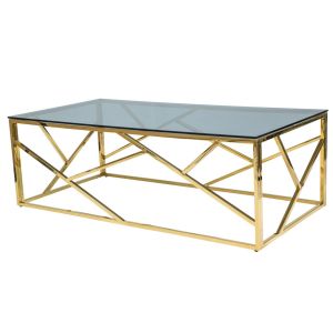 konferenční stolek A, barva zlatý kov/kouřové sklo