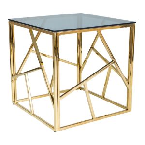 konferenční stolek B, barva zlatý kov/kouřové sklo
