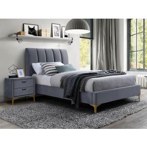 čalouněná postel 90x200, barva šedá/zlatá