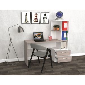 pracovní stůl pravý, barva bílá/šedý dub