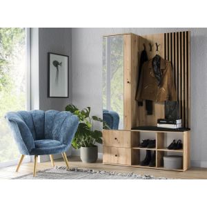 předsíňová sestava, barva dub artisan/černá