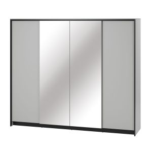 šatní skříň 4D s LED (GS-01), barva šedá/černá