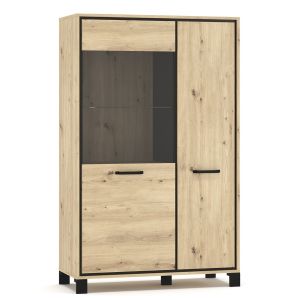 komoda s vitrínou 2D, barva dub artisan/wenge