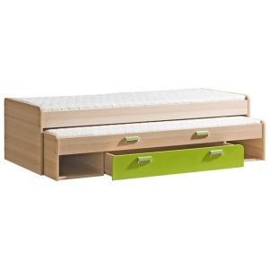 výsuvná postel s úl. prostorem, barva jasan/zelená (DH-16)