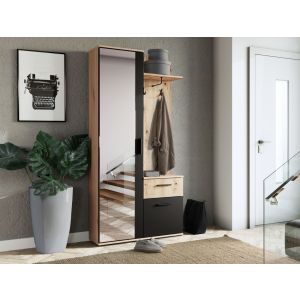 předsíňová stěna, barva dub artisan/černá