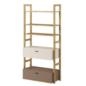 regál se 2 zásuvkami 85 (LY-02), barva dub artisan/béžová/lanýž