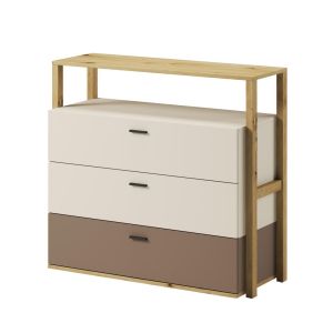 komoda se 3 zásuvkami (LY-06), barva dub artisan/béžová/lanýž