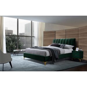 čalouněná postel 160x200, látka velvet zelená/zlatá