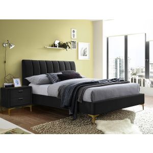 čalouněná postel, barva černá/zlatá 160x200 