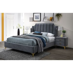 čalouněná postel 160x200, barva šedá/zlatá