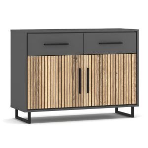 komoda 2D2S, barva šedá/dub přírodní