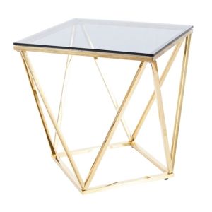 konferenční stolek, barva zlatá/kouřové sklo