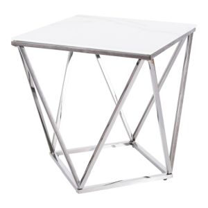 konferenční stolek, barva ocel/efekt bílého mramoru
