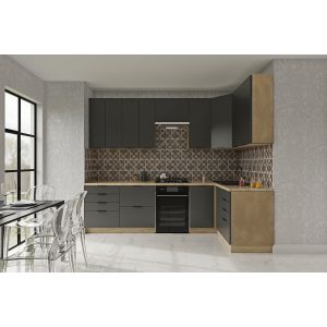 rohová kuchyňská linka 280x140, barva grafit/dub sonoma