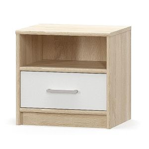 noční stolek, barva dub sonoma/bílá mat