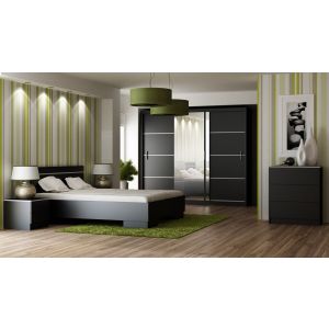 ložnice (postel 160, skříň, komoda, 2 noční stolky), barva černá 