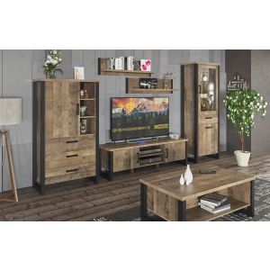 obývací sestava, barva dub grange/černá