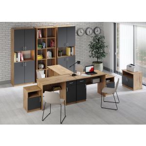 kancelářská sestava, barva dub apalačský/šedá