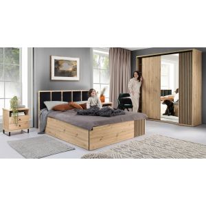 sestava do ložnice, barva dub artisan/černá