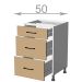 dolní skříňka se zásuvkami š.50, v.82, Modena LD12S5082, bílá/bílý mat