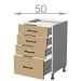 dolní skříňka se zásuvkami š.50, v.82, Modena LD31S5082, bílá/bílý mat