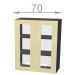 horní vysoká vitrína š.70, v.92, Horizon W7092G, bílá/ořech tmavý