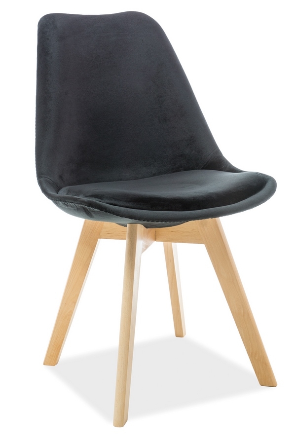 Jedálenská čalúnená stolička DIOR VELVET čierna/buk
