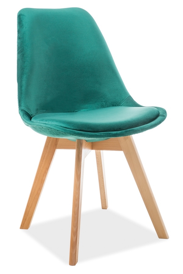 Jedálenská čalúnená stolička DIOR VELVET zelená/buk