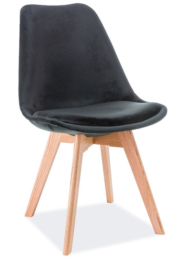 Jedálenská čalúnená stolička DIOR VELVET čierna/dub