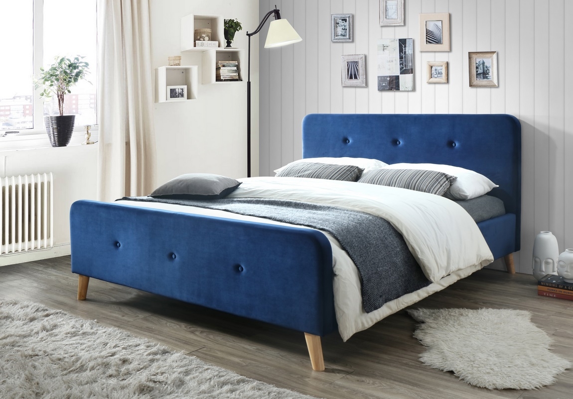Postel MALMO 160x200 cm VELVET granátová