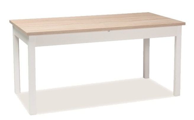 Jedálenský stôl rozkladací WIKTOR 140x75 biela/dub sonoma